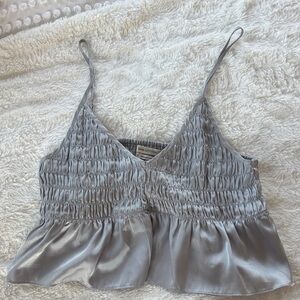 Urban Outfitters Silver/ Light Blue Ruched Top